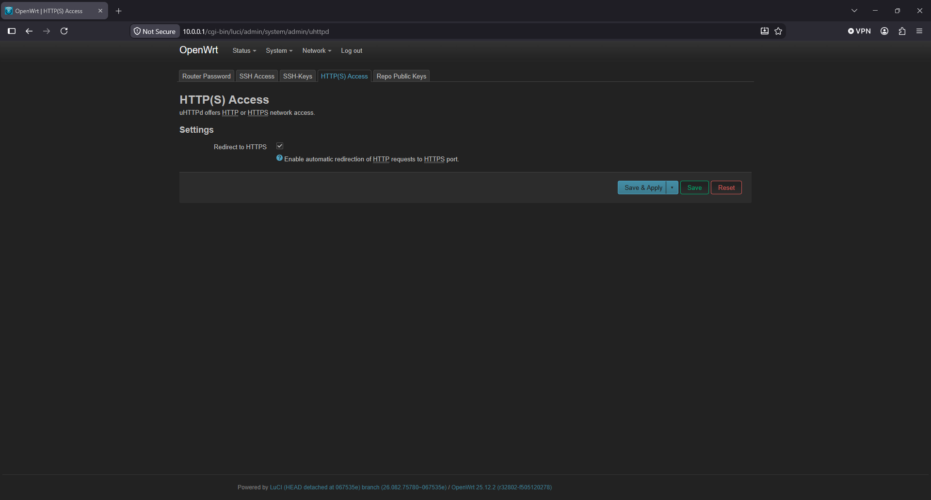OpenWrt enforcing HTTPS