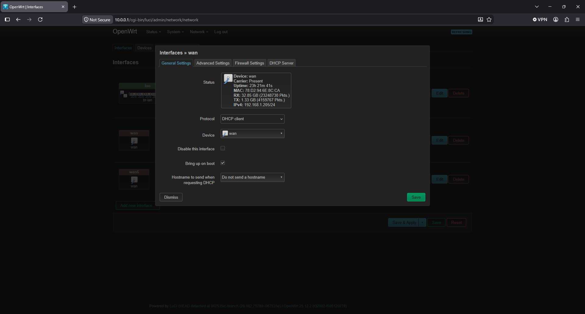 OpenWrt configuring WAN